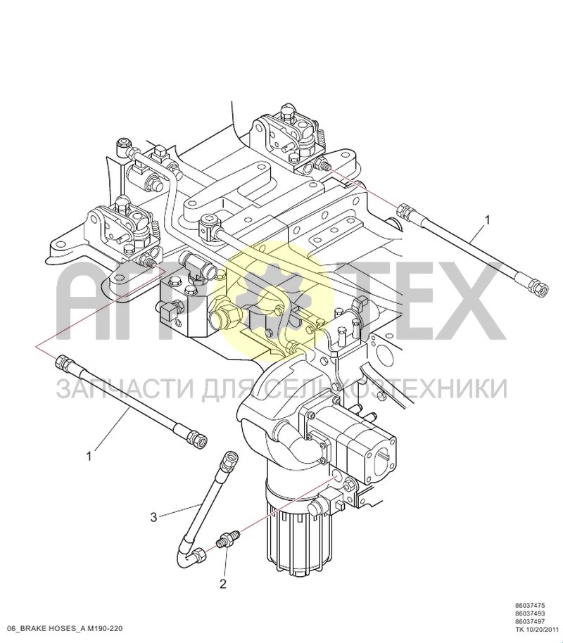 Чертеж Тормозные трубопроводы (RC1.06.001)